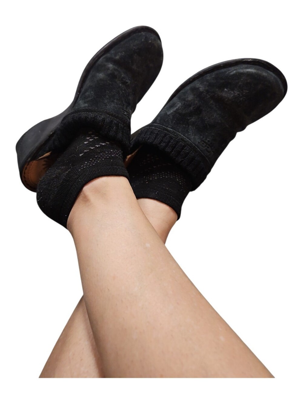 UGG Australia Black Suede Gael Wedge Clogs Mules - Size 9 GUC